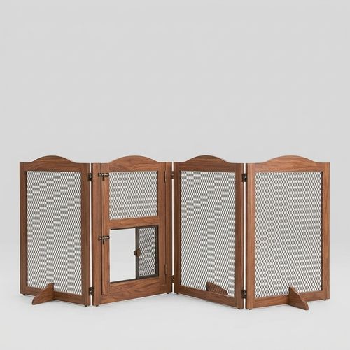Freestanding Gate with Cat Door